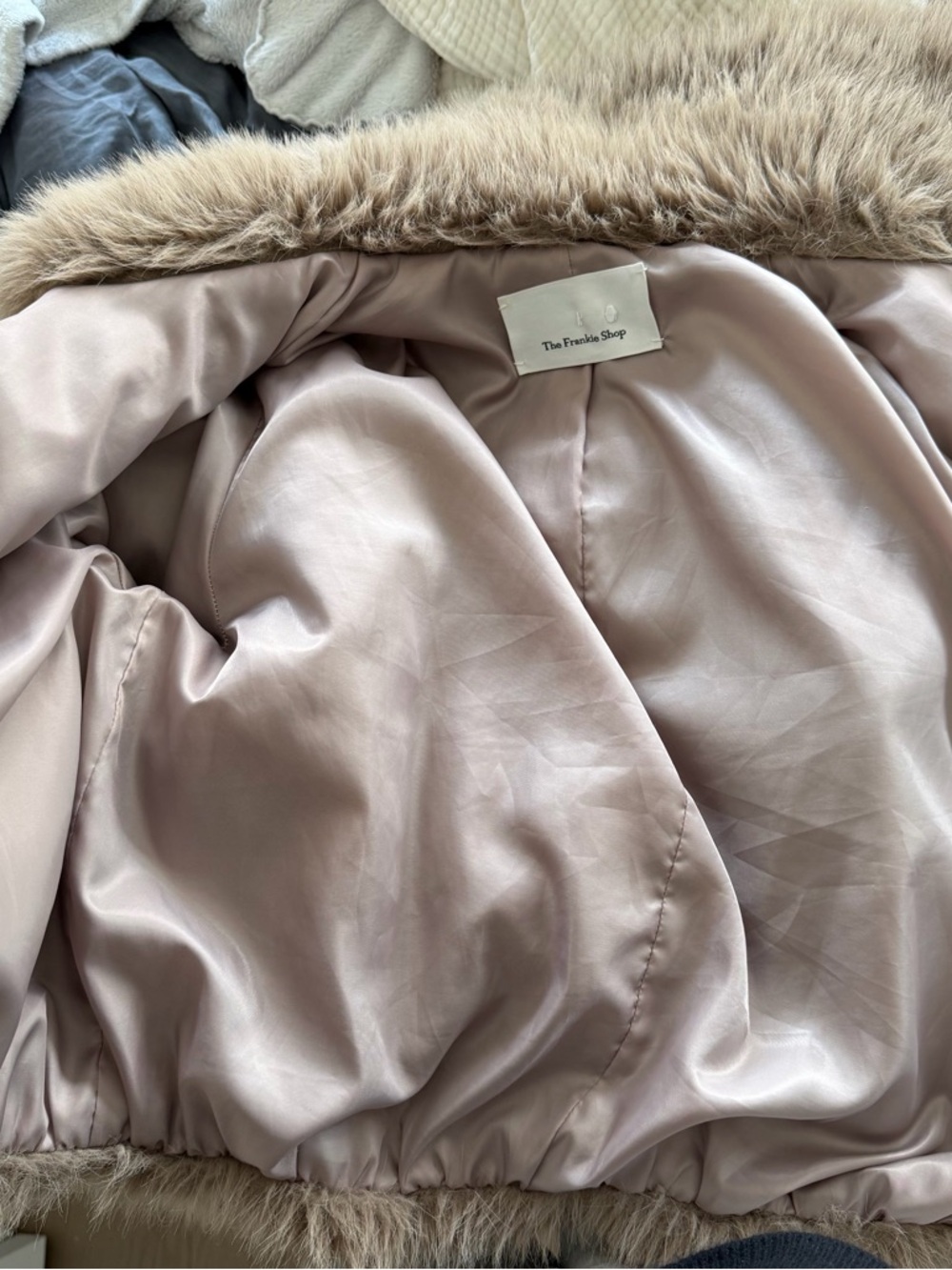 The Frankie Shop Sabrina Faux Fur Coat in Mocha - Picture 6 of 9